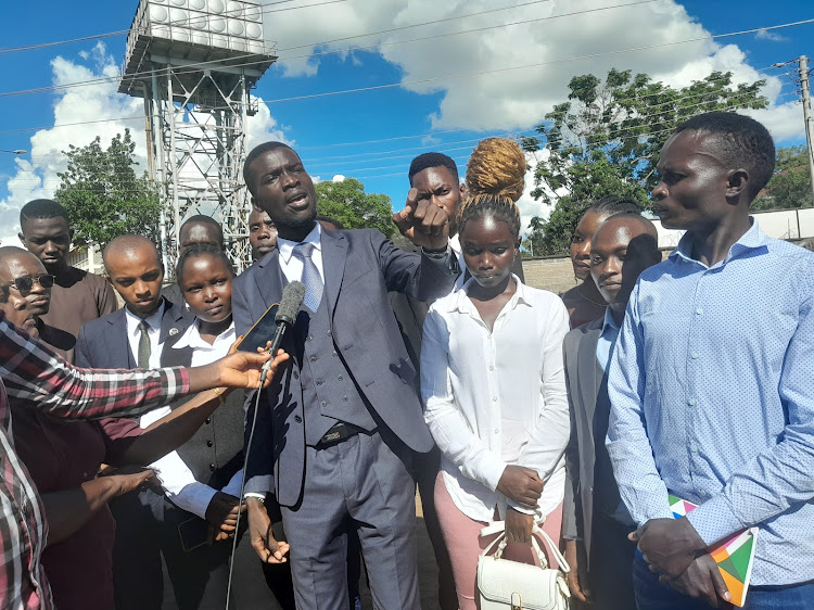 Some of the student leaders speaking at Kenyatta University on Saturday.