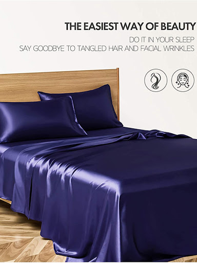 Title 4, Four-piece silk bedding sheet set for luxurious...