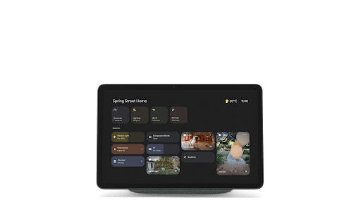 Google Home panel on Pixel Tablet
