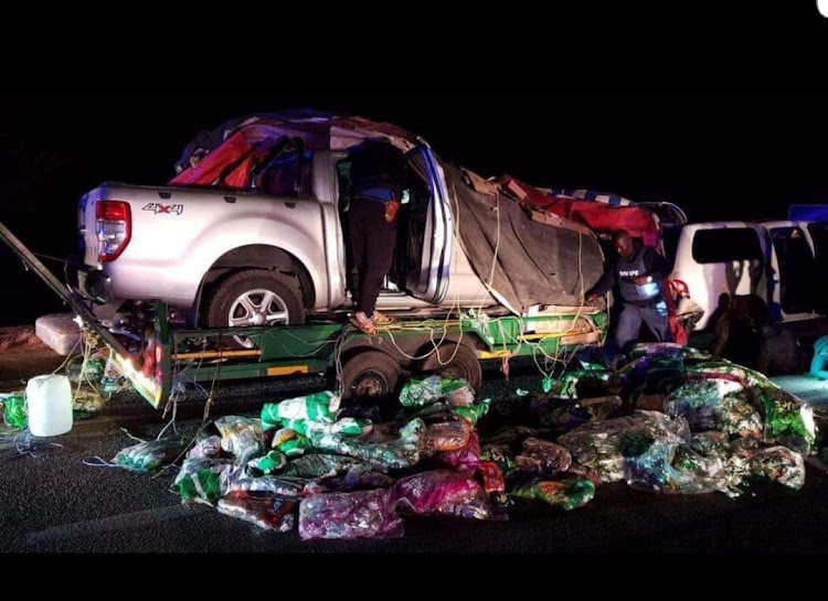 Four suspects were arrested near Polokwane in Limpopo for transporting a stolen bakkie on a trailer on August 15 2018.