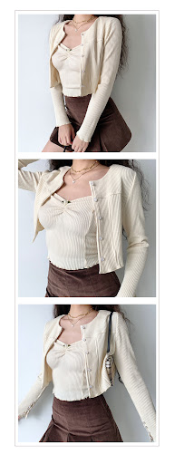 Title 4, Retro Cute Flower Sling Rib Knit Cardigan Women...