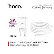 Bộ Sạc Nhanh Siêu Tốc - Pd 20W Đầu Vào Typec Cho Iphone, Ipad - Hoco C76A