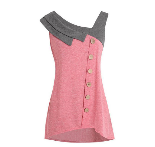 Title 4, Plus Size Irregular Color Blocking Shirt With B...