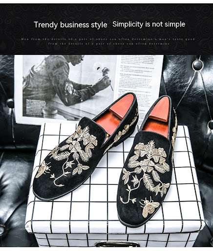 Title 5, Mens Embroidery Fashion Business Leather Shoes...
