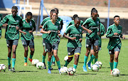 Banyana Banyana players busy at training yesterday for the friendly international  against Lesotho on Sunday. /Samuel Shivambu/BackpagePix