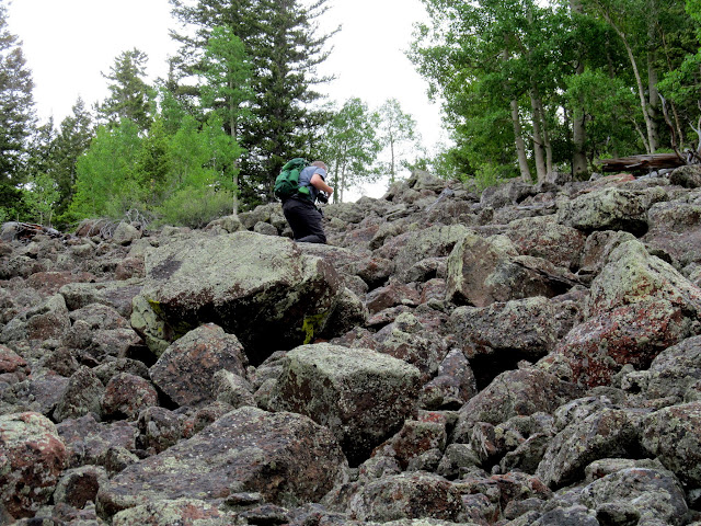 Steep bouldery slope