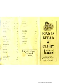 Rinki's Kebab & Curry menu 1