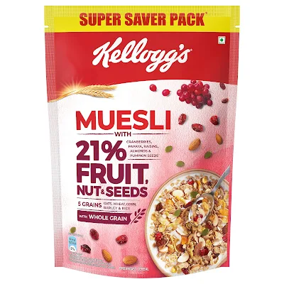 Kellogg's Muesli Crunchy Fruit And Nut, Multi-Grain Cereal - 240 gm