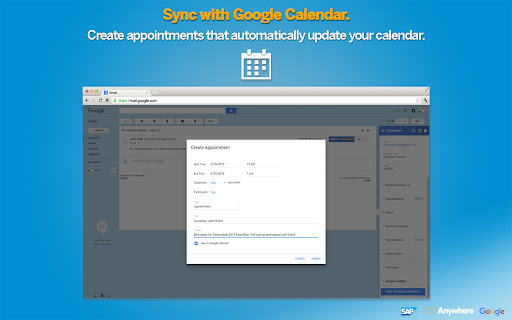 SAP Anywhere sidebar for Gmail