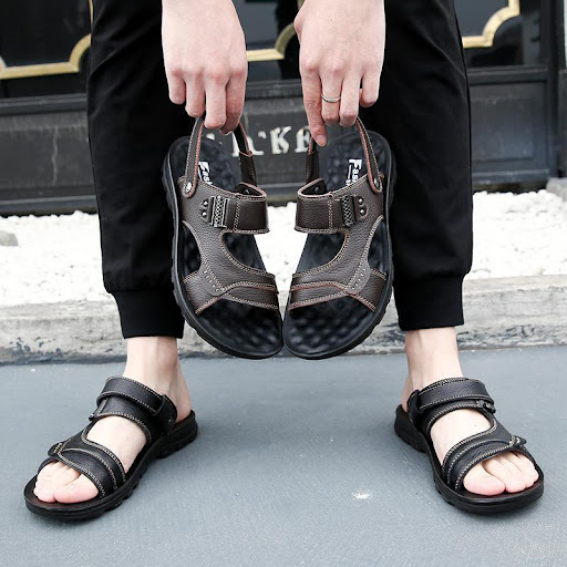 Title 3, Summer New Style Leather Beach Shoes Rubber Sol...