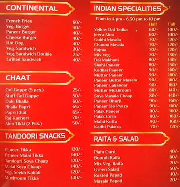 Samrat Sweets menu 