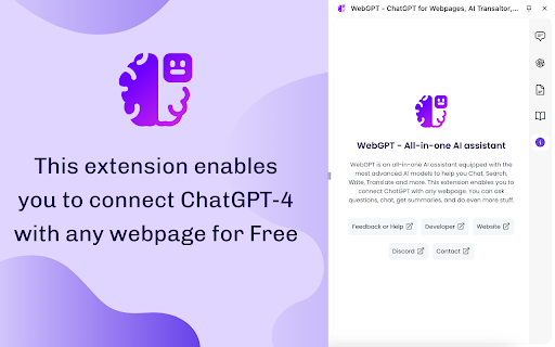 WebGPT - ChatGPT for Webpages, AI Transaltor, Free AI Copilot by ChatGPT-4