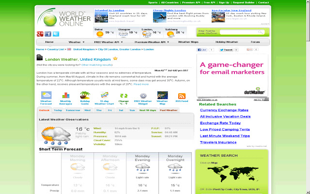 World Weather Online chrome extension