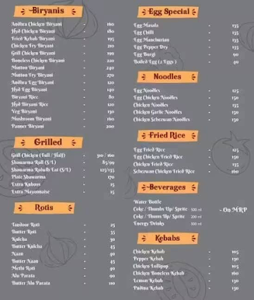 Grill biriyani s menu 