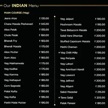 Modern Hindu Hotel menu 