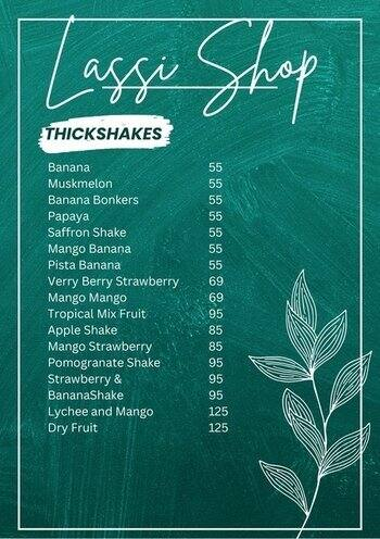 Lassi Shop menu 