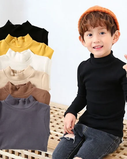 Boys' Half High Collar Underlay Shirt Children's Thickene... - 0