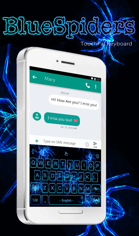 Android application Blue Spider Keyboard Theme screenshort