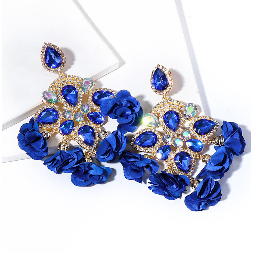 Title 12, Bohemia Color Diamond Flower Female Earrings, a...