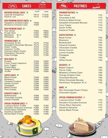 Merwans Cake Stop menu 