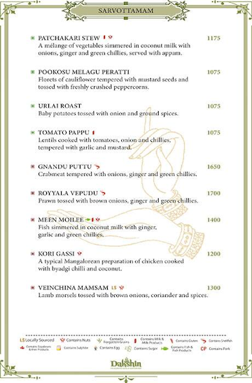 Dakshin - ITC Windsor menu 