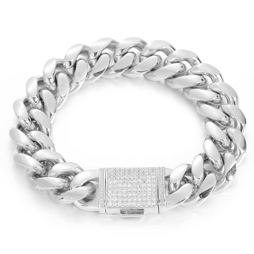 Title 7, Mens Stainless Steel Bracelet Ornamented with ...