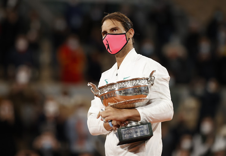 Rafael Nadal with the trophy after winning the French Open final against Serbia’s Novak Djokovic.