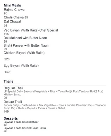 Lajwaab Foods menu 