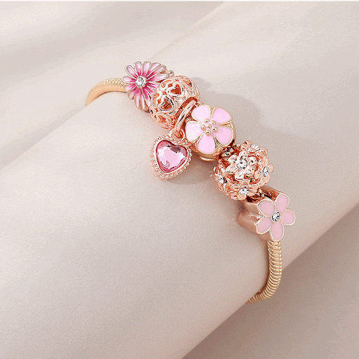 Title 4, Love Daisy Beaded Bracelet with Hollow Diamonds...