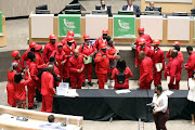 EFF councillors during the swearing-in ceremony of a new council in Tshwane.