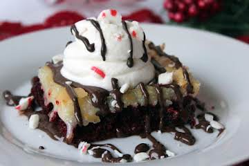 Peppermint Velvet Gooey Butter Cake