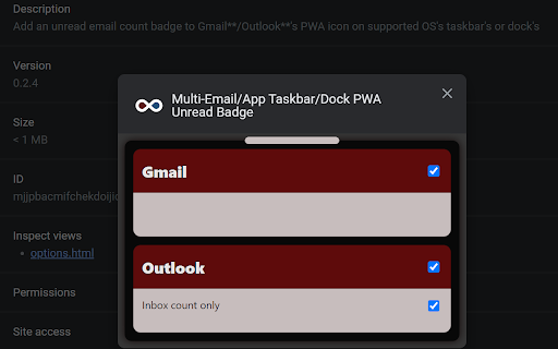 Multi-Email/App Taskbar/Dock PWA Unread Badge