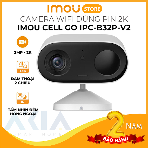 Camera Dùng Pin Không Dây Imou Cell Go Ipc - B32P - V2 2K - Dùng Trong Nhà Và Ngoài Trời, Hỗ Trợ Quay Video, Có Loa Báo Động - Hàng Chính Hãng