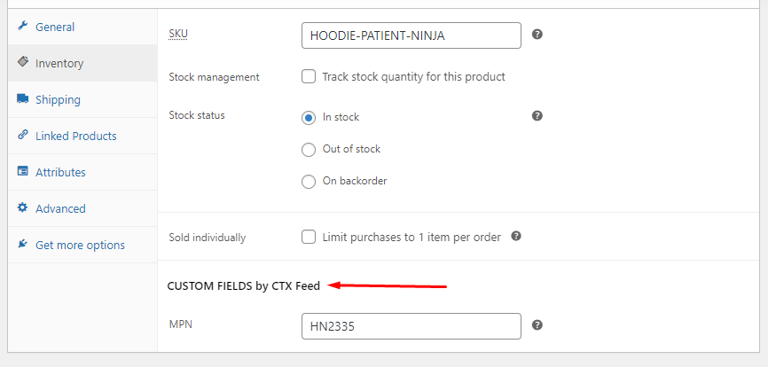 custom field on product page