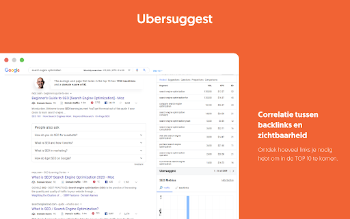 Ubersuggest - SEO en keyword ontdekker