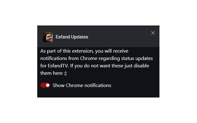 Esfand Updates chrome extension