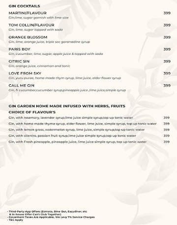 Hyde Sky Kitchen & Bar menu 