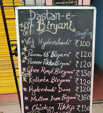 Dastan-E-Biryani menu 