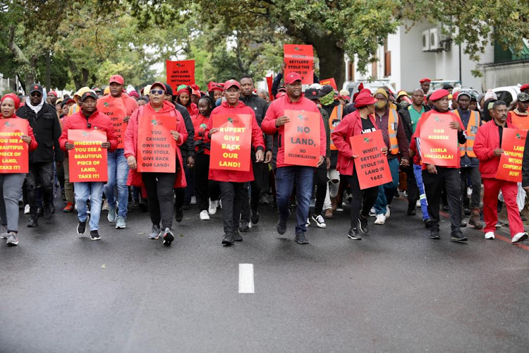 EFF leader Julius Malema was full of vitriol at a picket outside Johann Rupert's farm in Stellenbosch on Wednesday. He said President Cyril Ramaphosa wanted to be a white person 'with a different nose that looks like white people’s nose'.