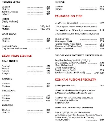 Konkan Fusion menu 