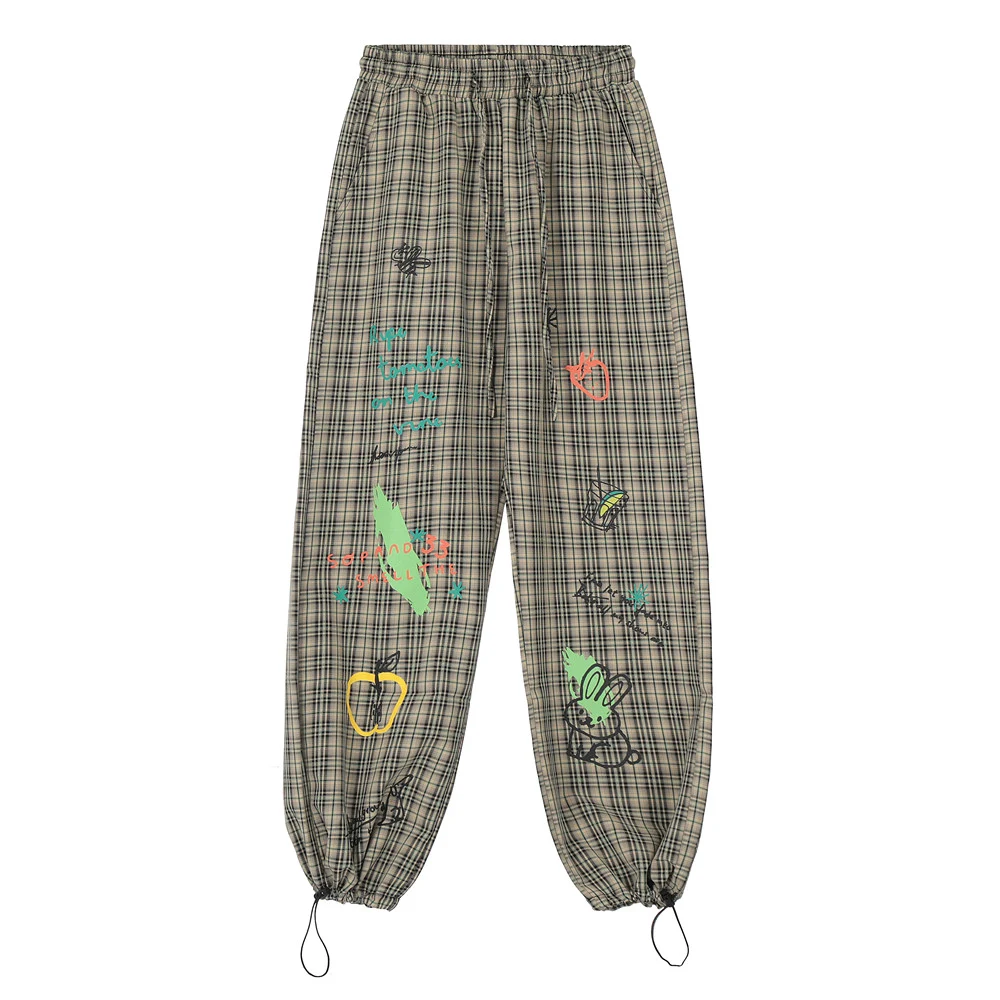 Title 12, Heren geruite broek met elastische tailleband, ...