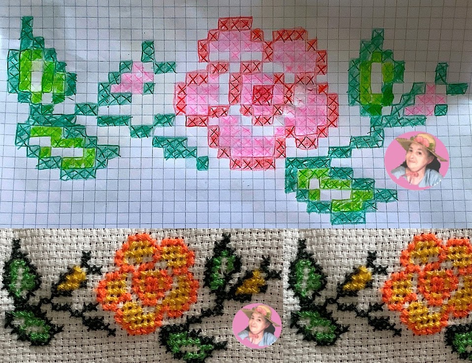 Patron y muestras de Flores en punto de cruz  Cross stitch 