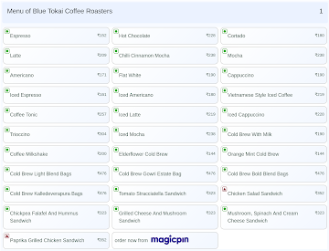 Blue Tokai Coffee Roasters menu 