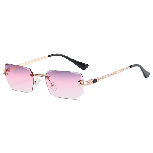 Title 9, Womens Fashion Polygon Cut Rimless Sunglasses