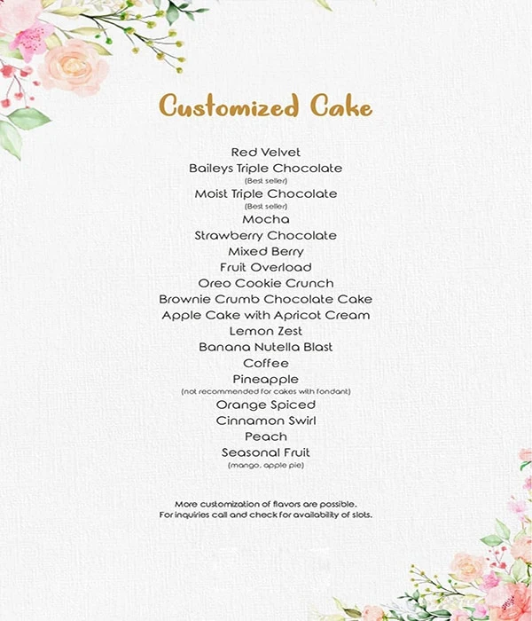 Pearl Boutique Bakery menu 