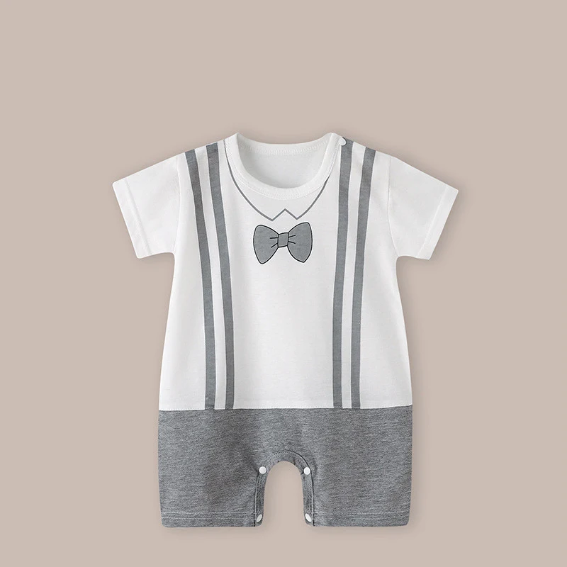 Dunne romper met korte mouwen voor pasgeborenen en kinderen, ademend en comfortabel, gemakkelijk aan te trekken, ideaal voor warme zomerdagen.