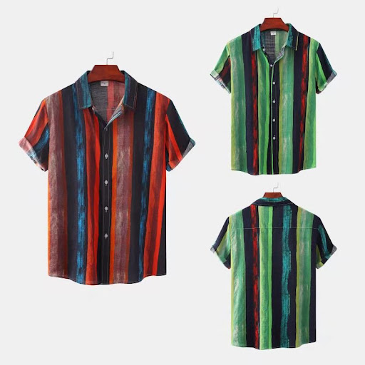 Title 8, Mens Fashion Spring and Summer Plaid Printed S...
