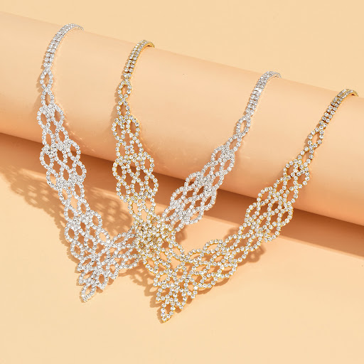 Title 5, Silver Crystal Stone Gold and Silver Color Neck...