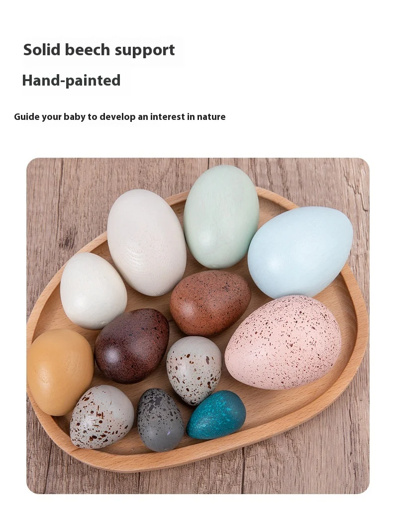 Title 19, Wooden Simulation Colorful Bird Eggs Toy Suit f...