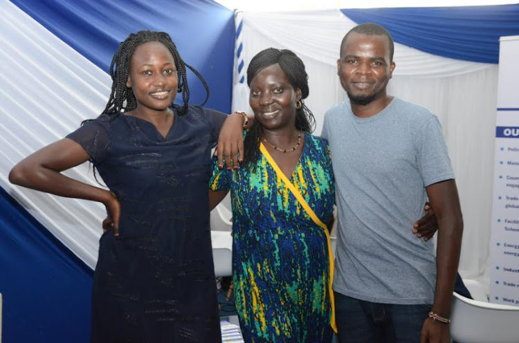 KAM business facilitation officer Janet Barasa, TVET executive Miranda Pendo and fiscal policy officer Reinhard Wanakacha